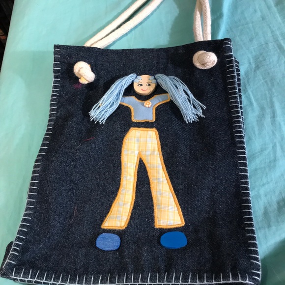 One of a kind Denim tote. Hip ponty tail girl - Picture 8 of 8